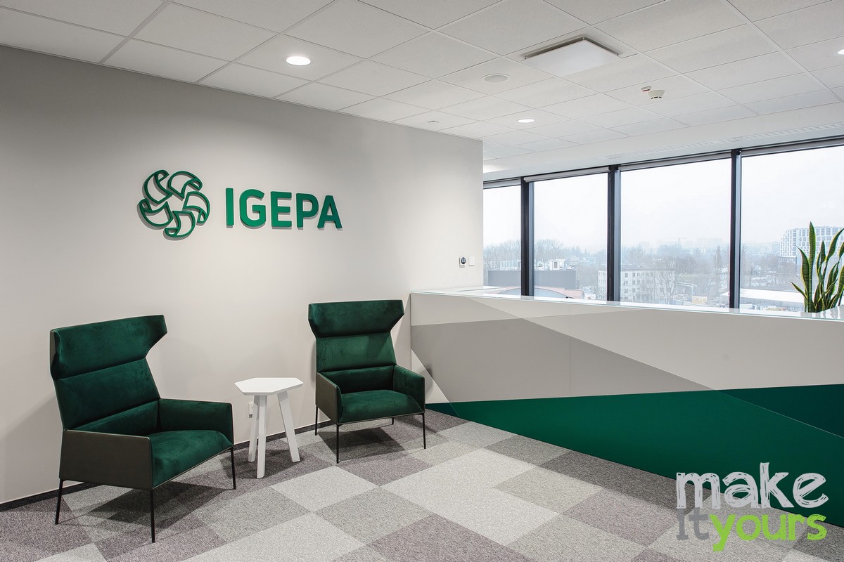 Zdjęcie wnętrz biura firmy Igepa zrealizowane według projektu Make It Yours