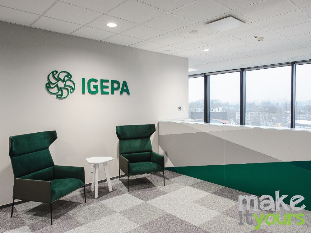 Zdjęcie wnętrz biura firmy Igepa zrealizowane według projektu Make It Yours